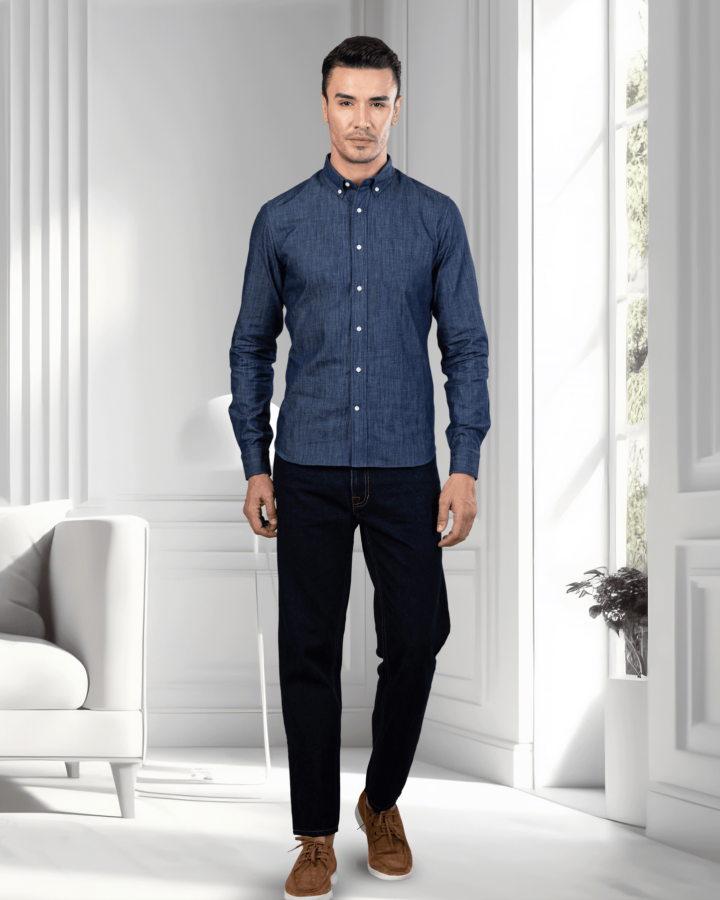 Fade Washed Dark Indigo Jeans