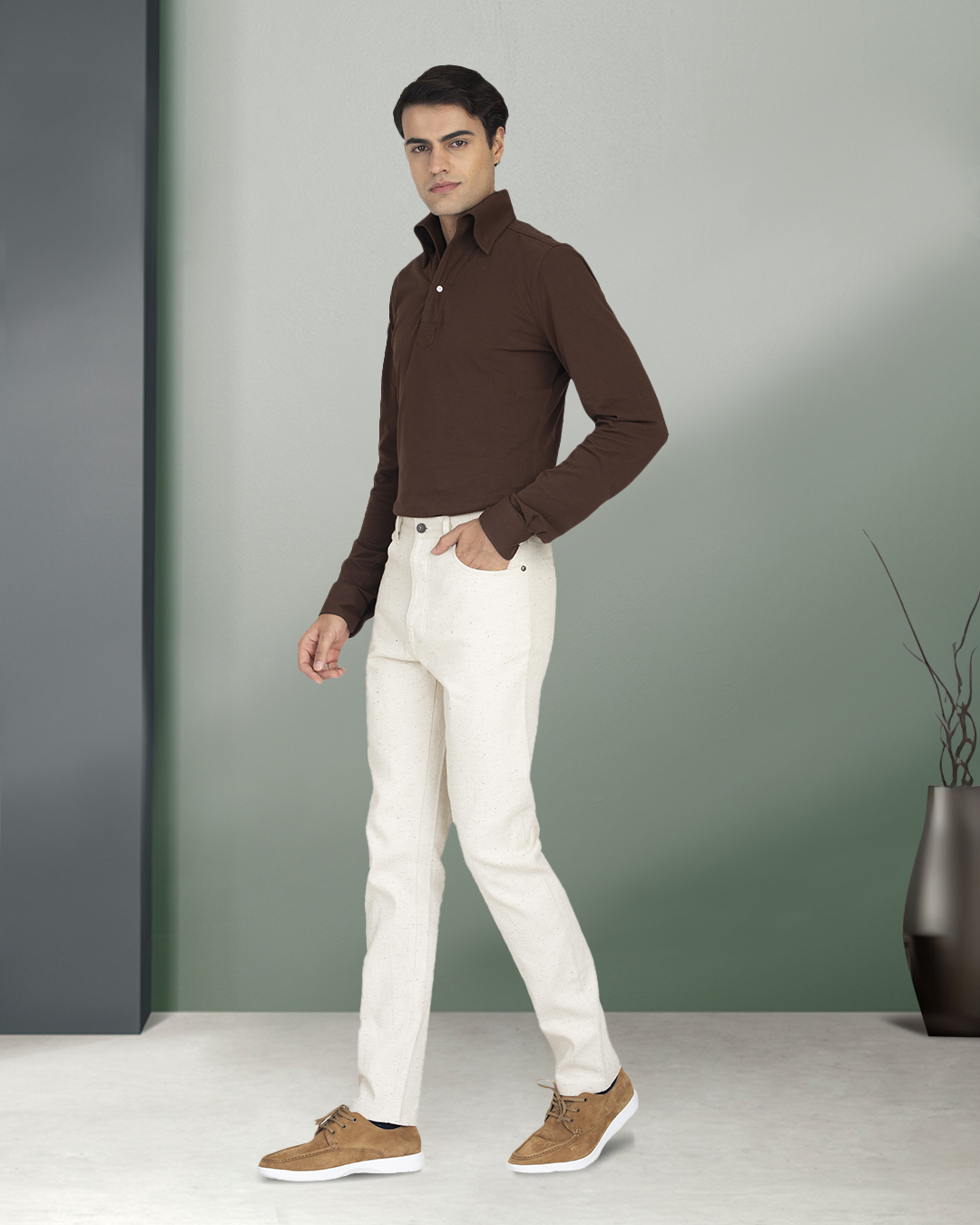 Brown Pique Polo T-Shirt