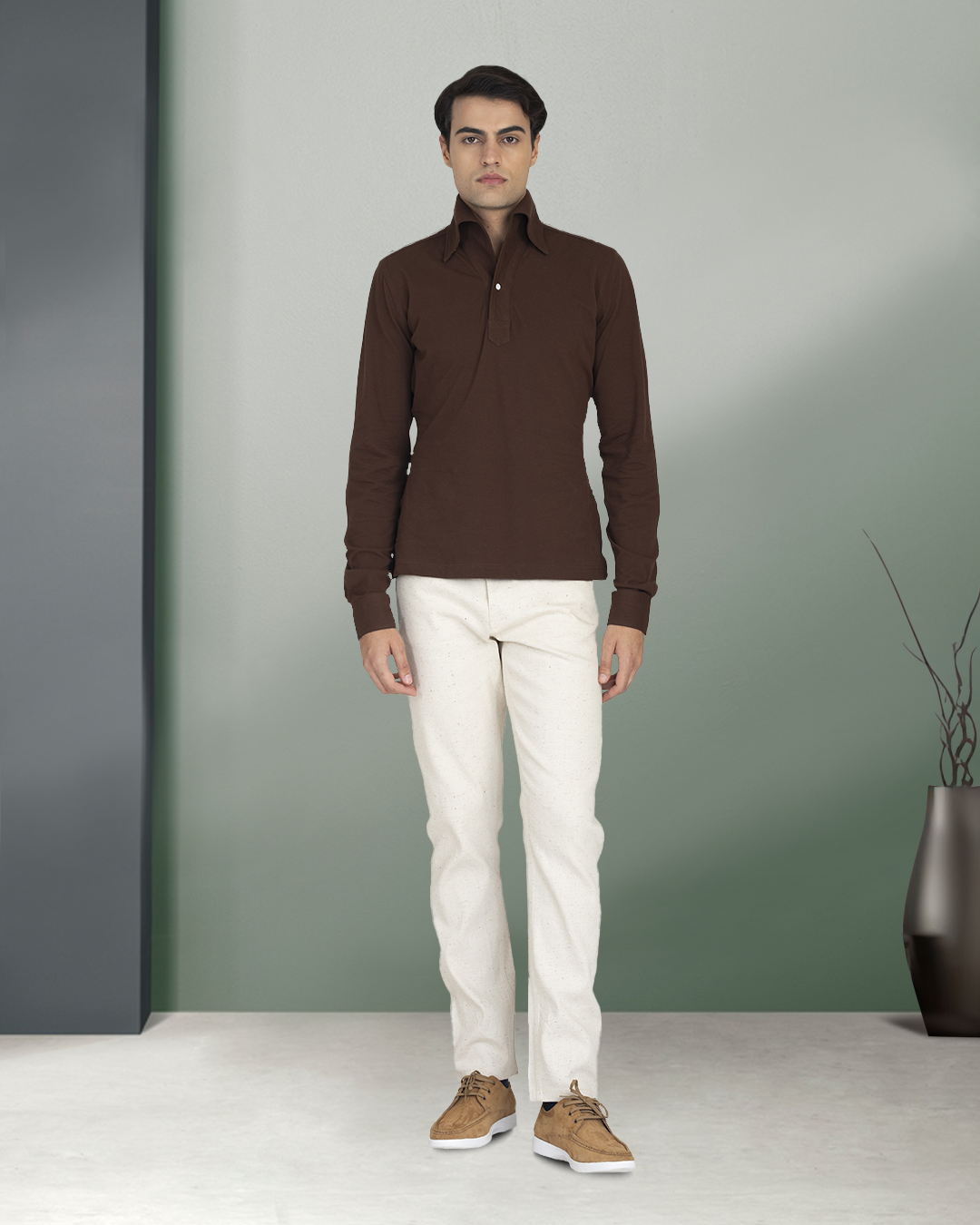 Brown Pique Polo T-Shirt