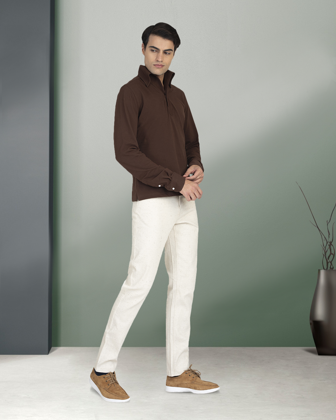 Brown Pique Polo T-Shirt