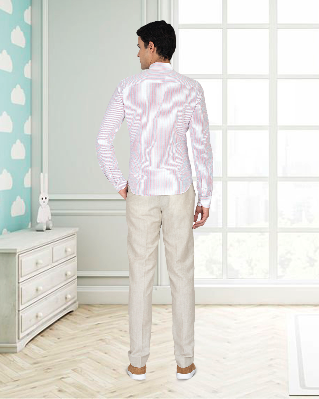 VBC: Ecru Wool-Linen Drawstring Pant