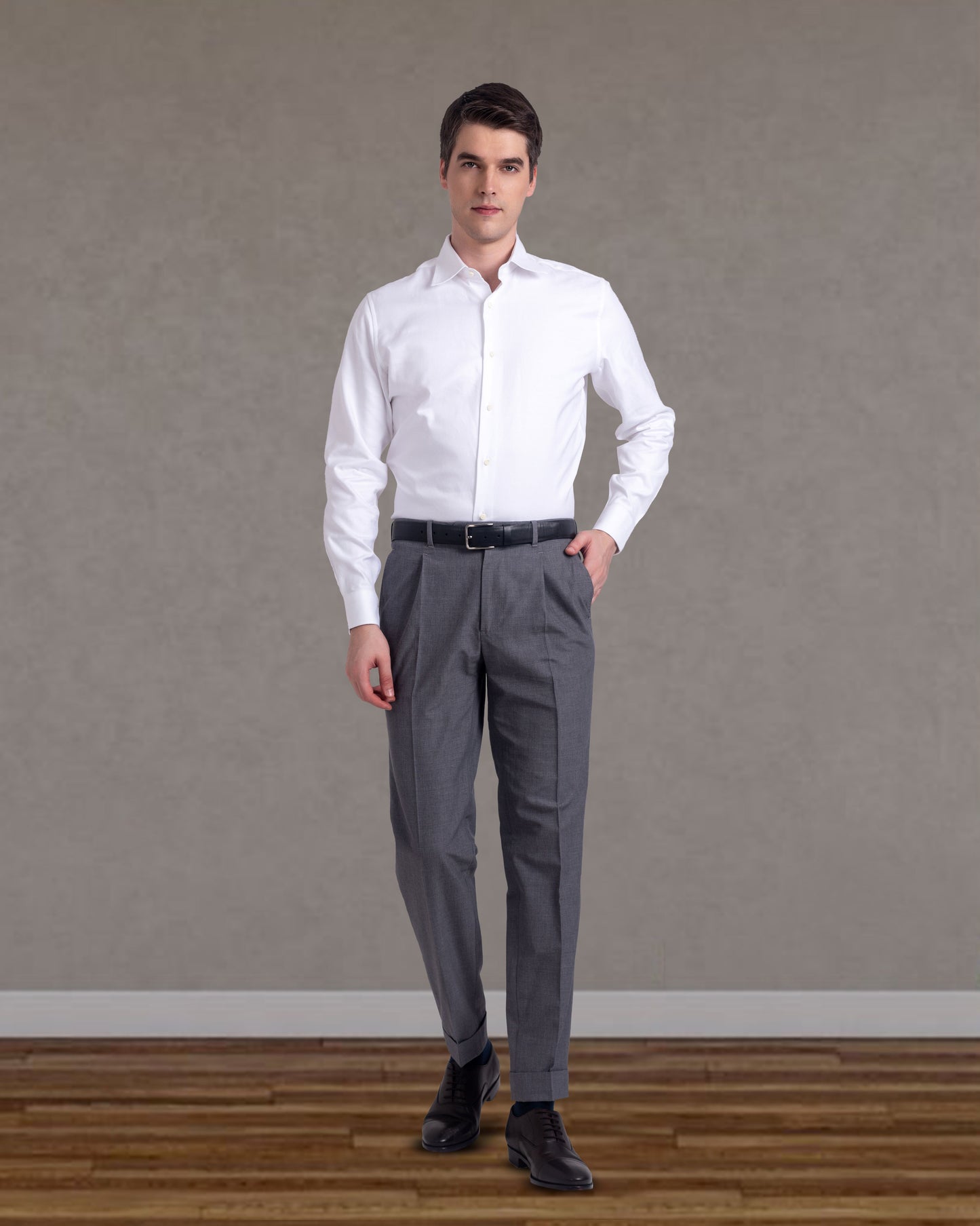 Pleated Vitale Barberis Canonico Grey Dress Pant
