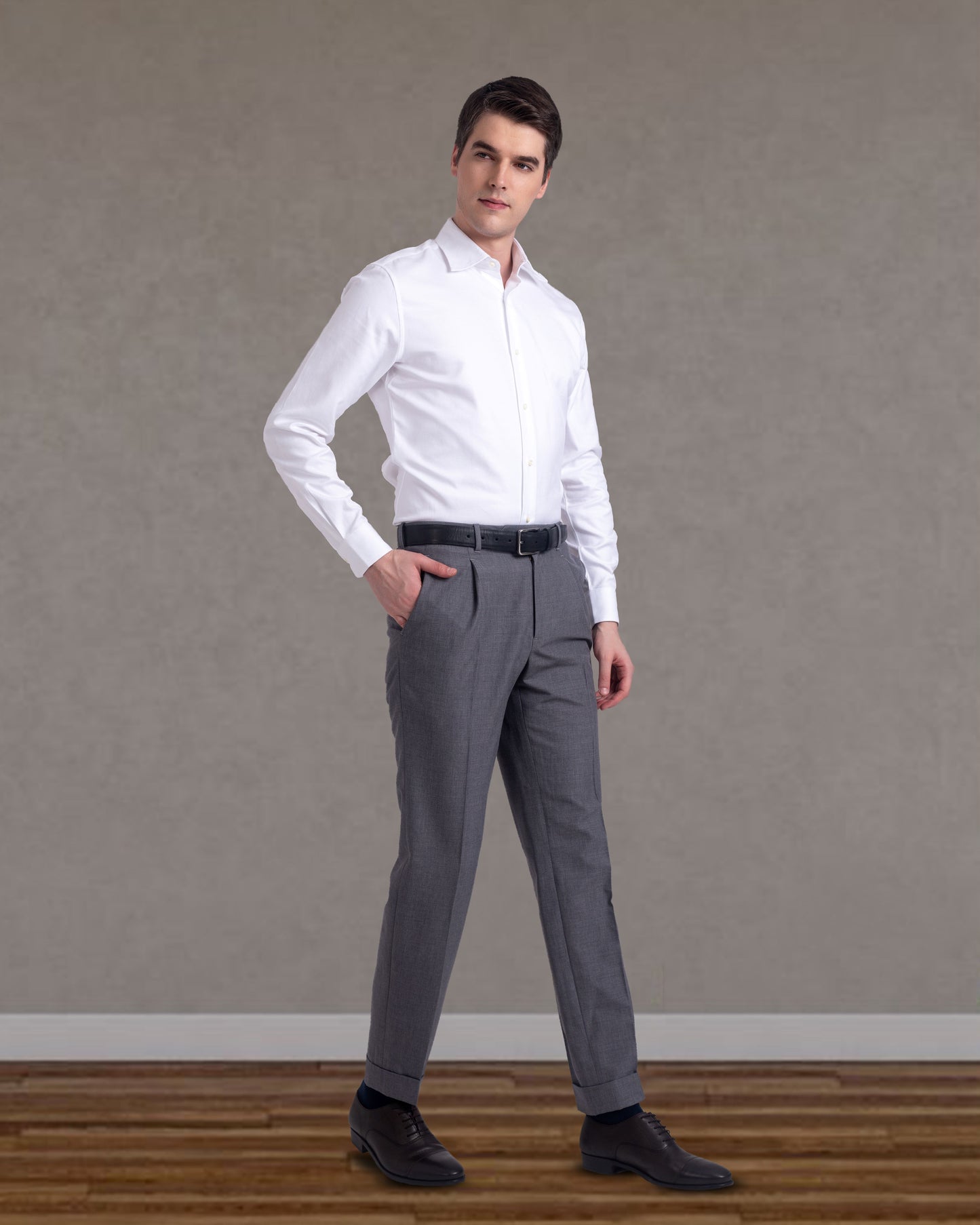 Pleated Vitale Barberis Canonico Grey Dress Pant