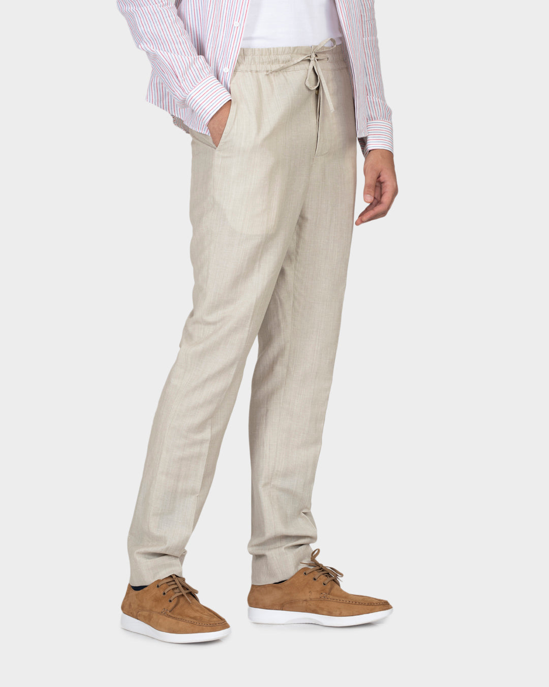 VBC: Ecru Wool-Linen Drawstring Pant