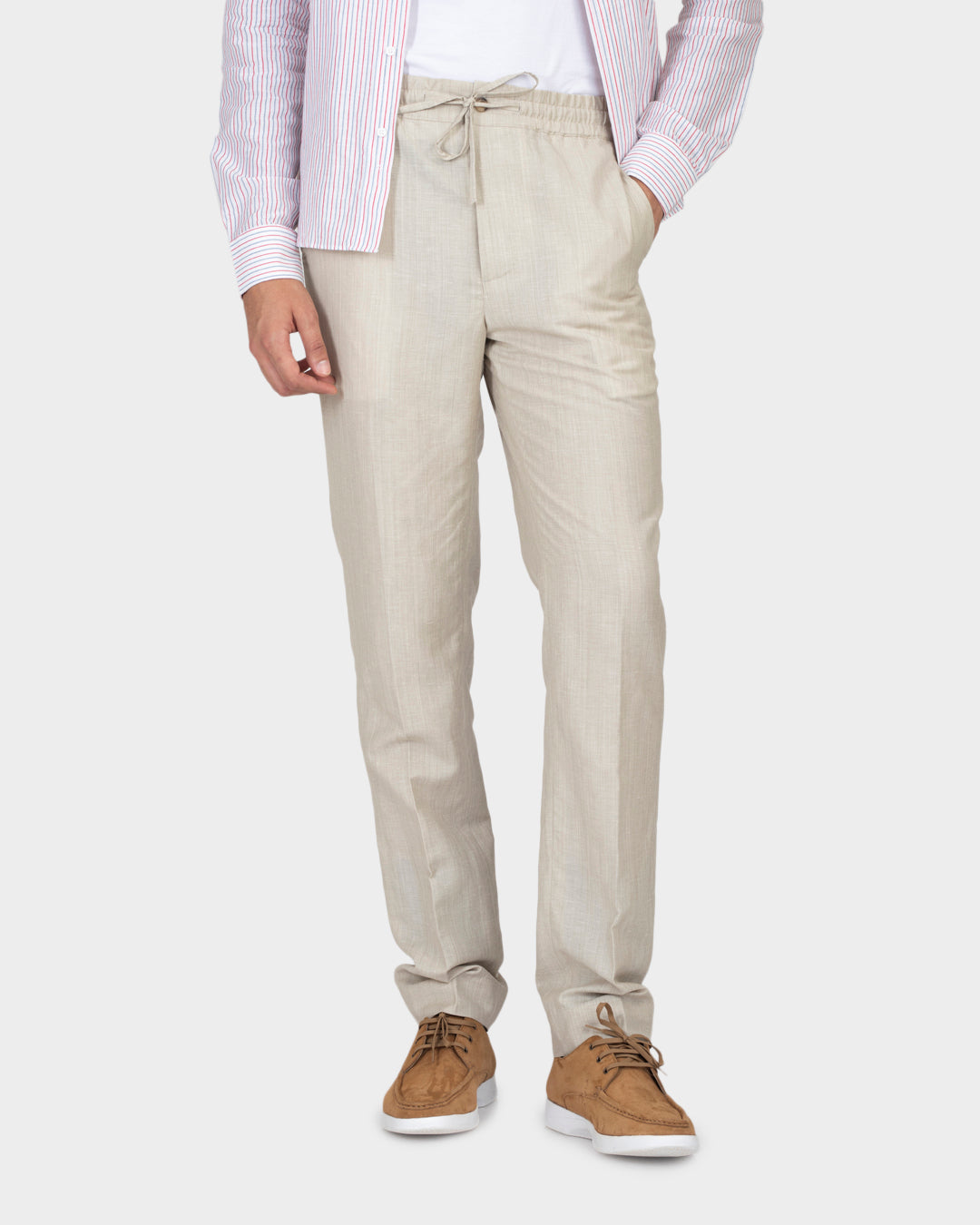 VBC: Ecru Wool-Linen Drawstring Pant