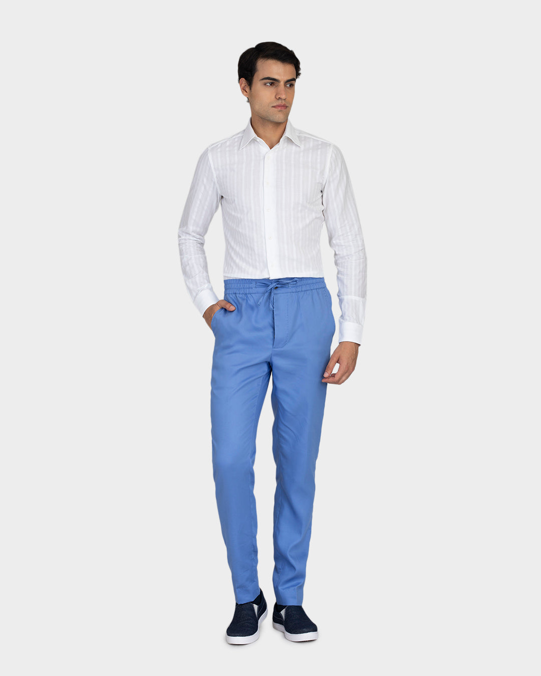 White Self Stripes Shirt