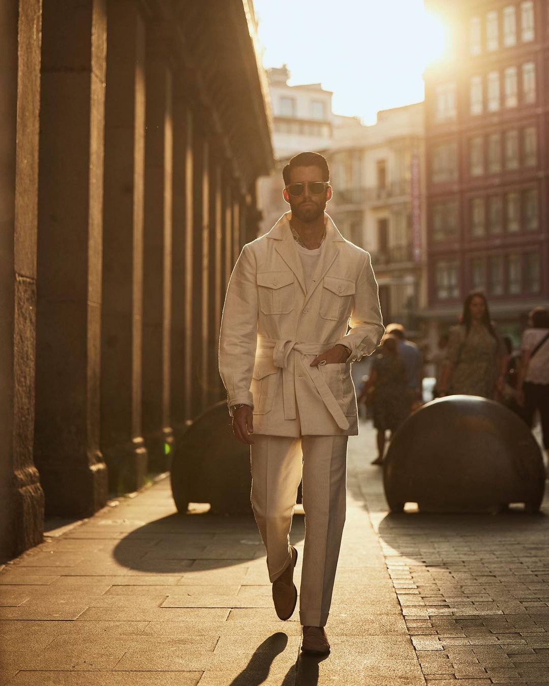 Linen Cotton Canvas Off White Safari Jacket