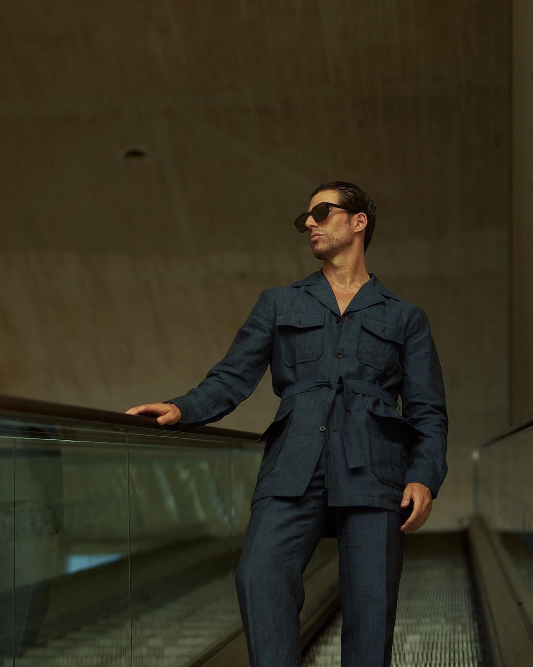 Safari Jacket in Linen Dark Indigo