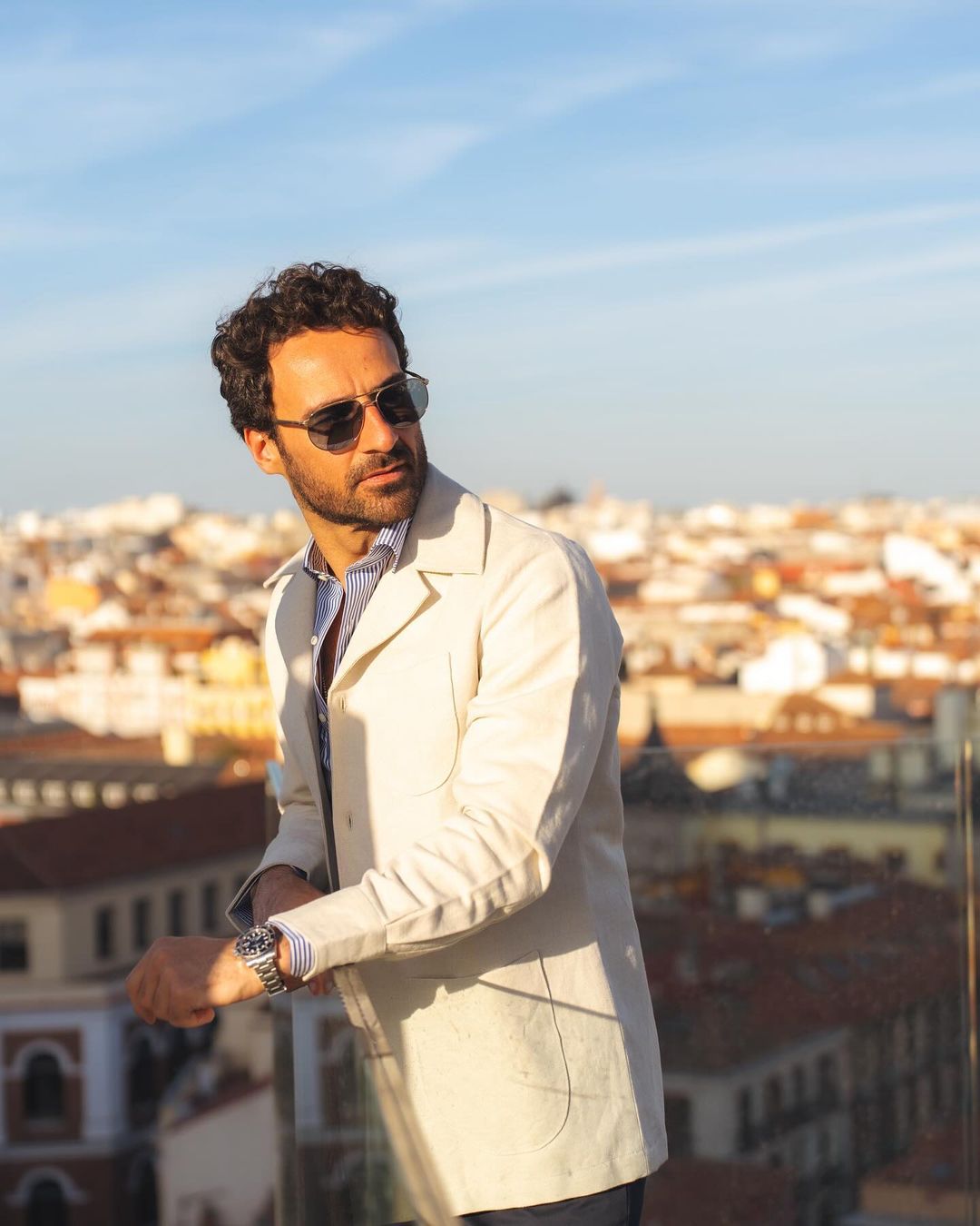 Linen Vintage Cream Birdseye Shirt Jacket