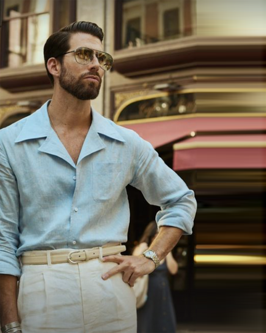 Summer Camp Collar Shirt in Sky Blue Linen