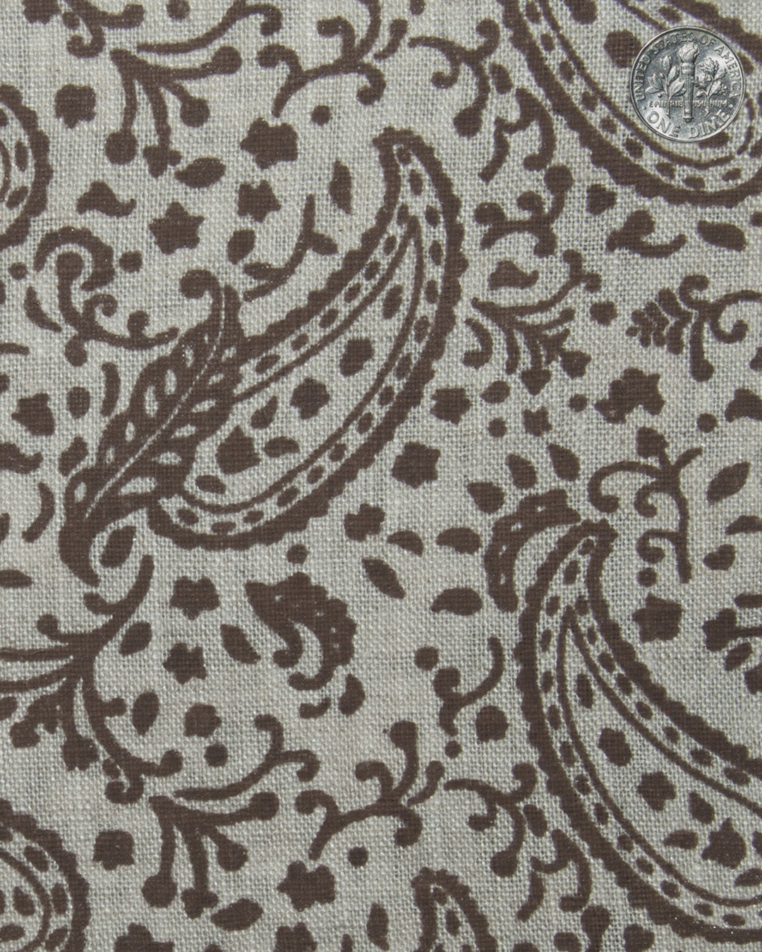 Camp Collar Shirt in Linen Brown Printed Paisely