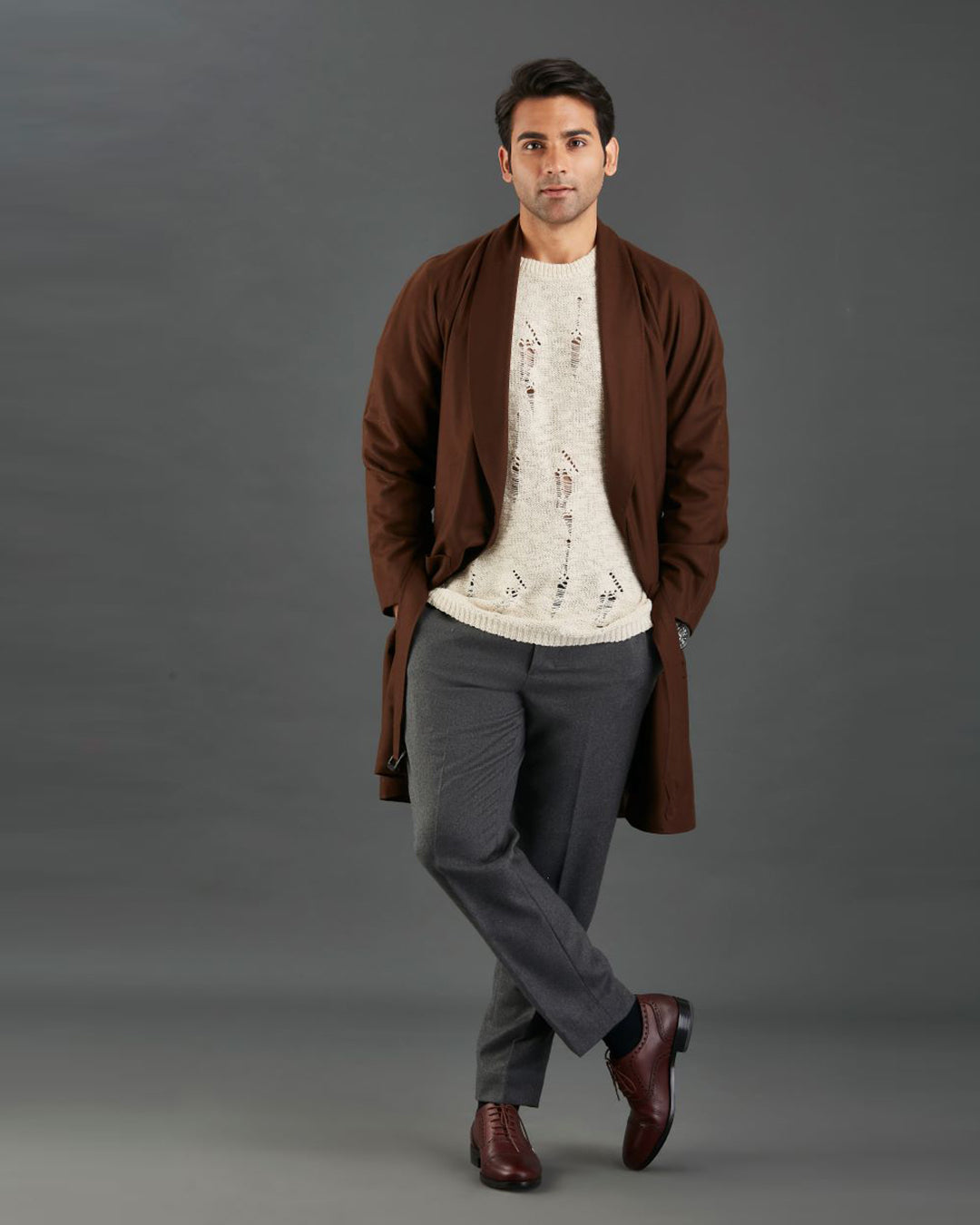 VBC Coffee Brown Flannel Over Coat