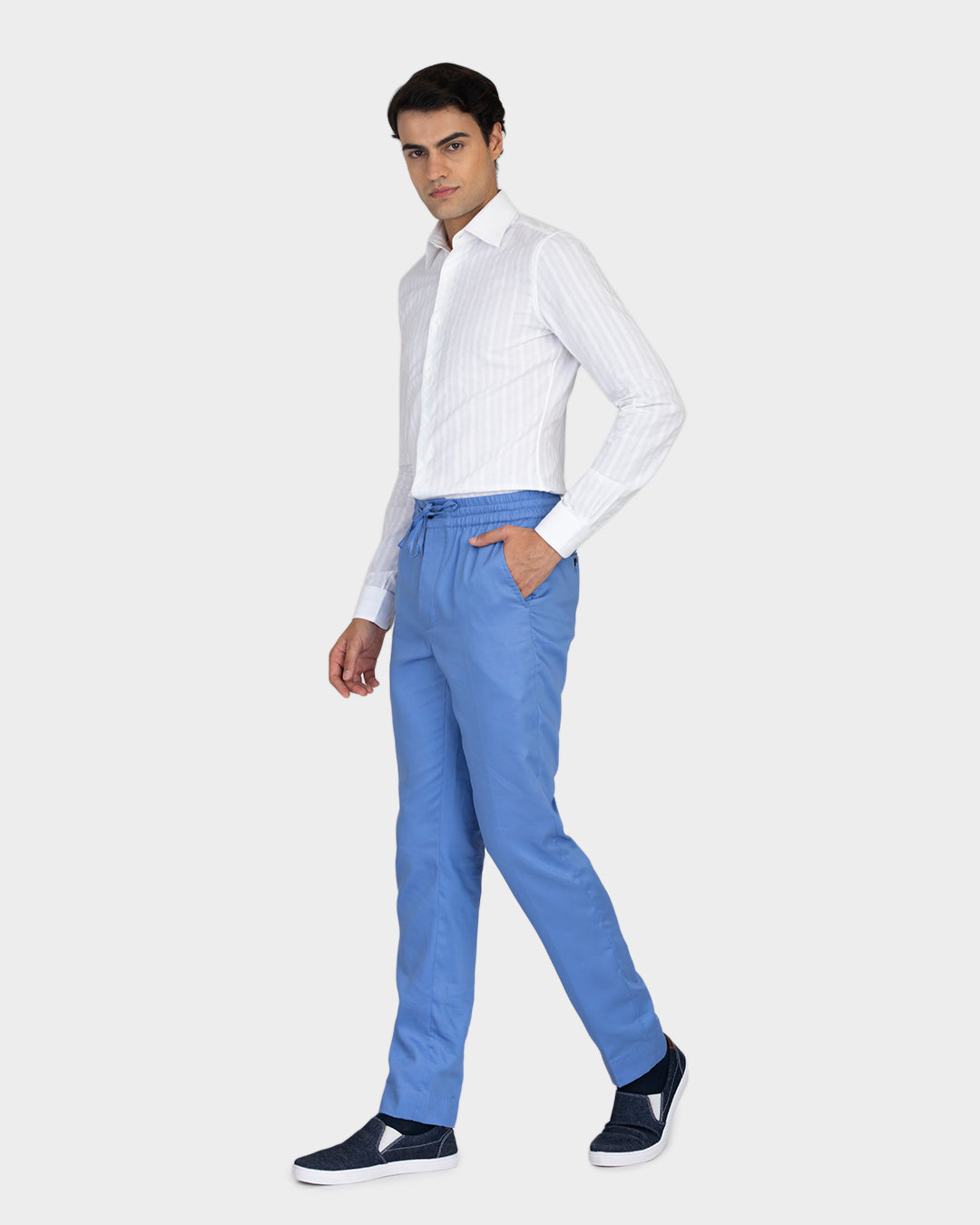 Light Cobalt Blue Twill Drawstring Pant