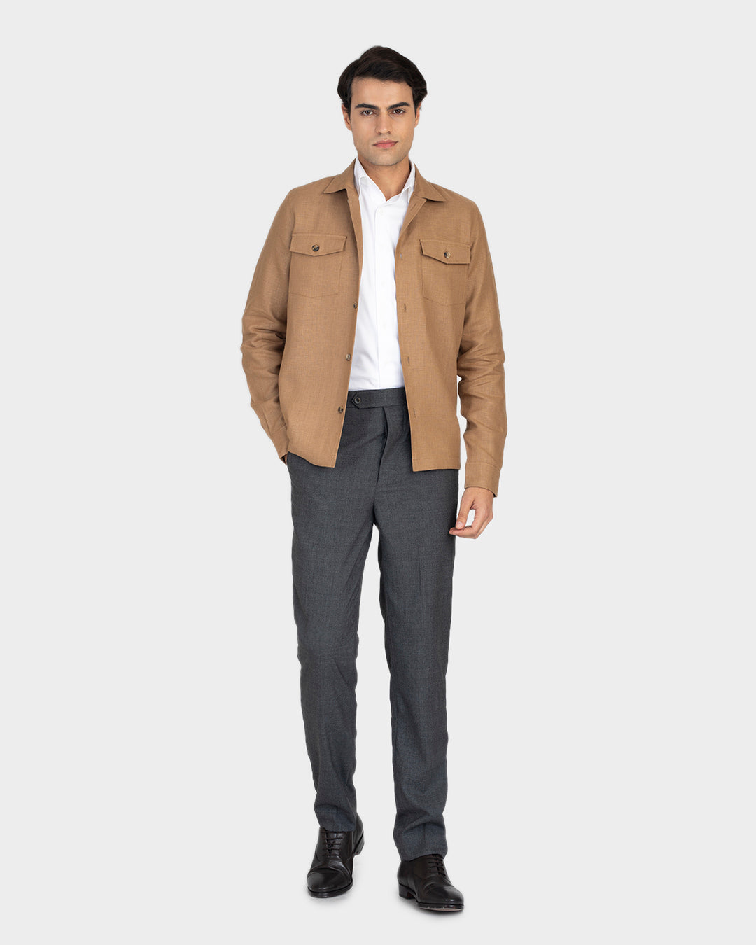 Golden Brown Linen Shirt Jacket
