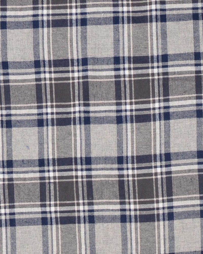 Dark Gull Grey Navy Plaid Flannel Work Shirt