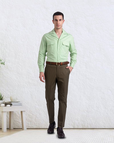 Camp Collar Shirt in Pista Green Plain