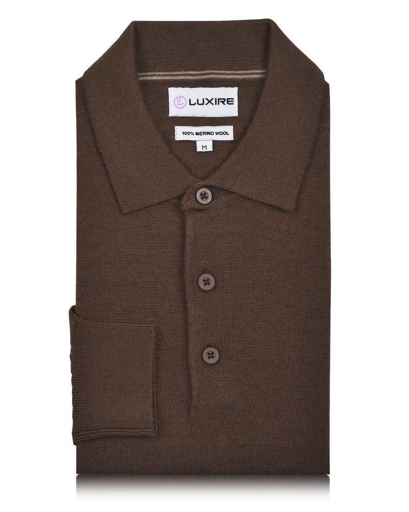 EZS Merino-Wollpolo, braun, langärmlig