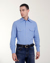 Blaues Fresco Madapolam Chambray Westernhemd