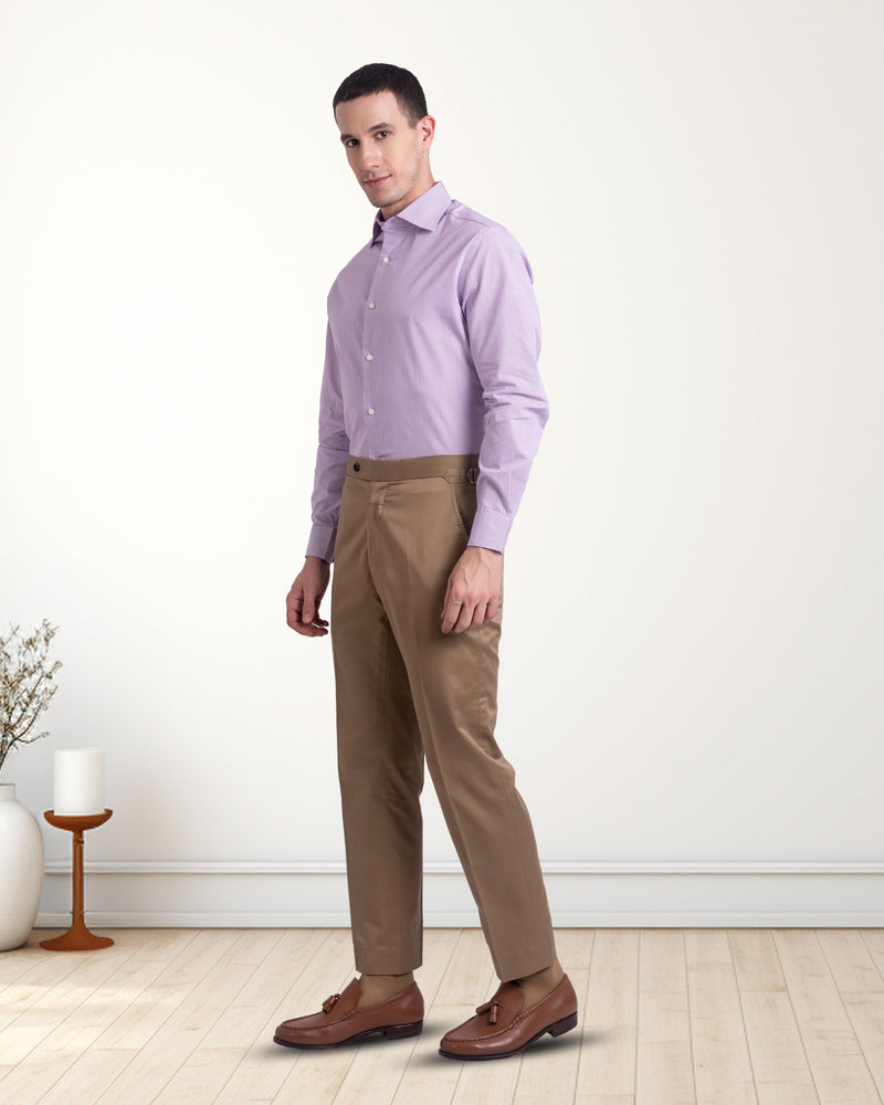 Malvenfarbenes Hemd mit Gingham-Karomuster