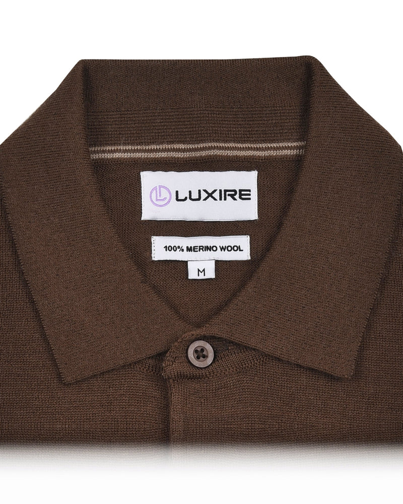EZS Merino-Wollpolo, braun, langärmlig