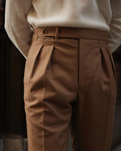 VBC : Pantalon taille haute en flanelle de laine sable