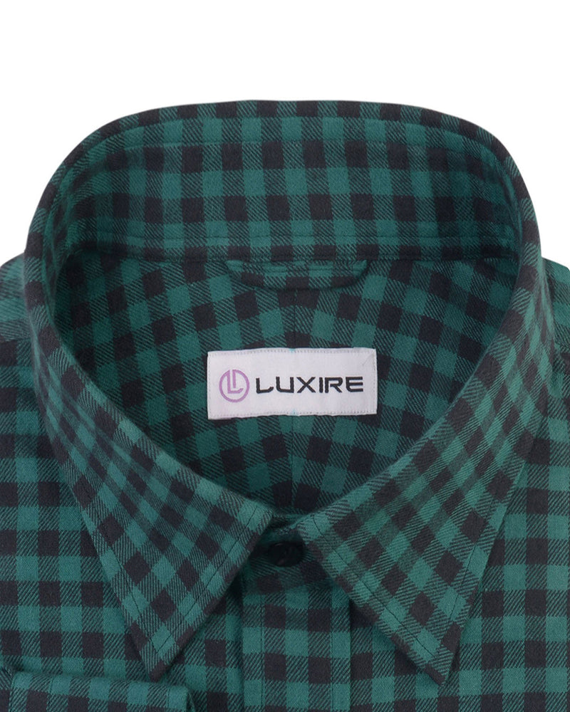 Grün-schwarzes Gingham-Twill-Flanell-Arbeitshemd