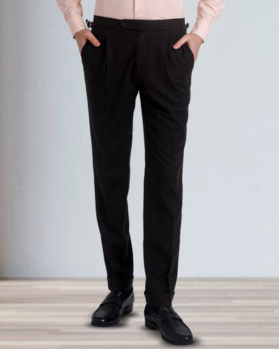 Pantalon habillé en flanelle marron foncé VBC
