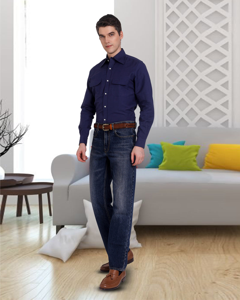 Marineblaues Chambray-Hemd