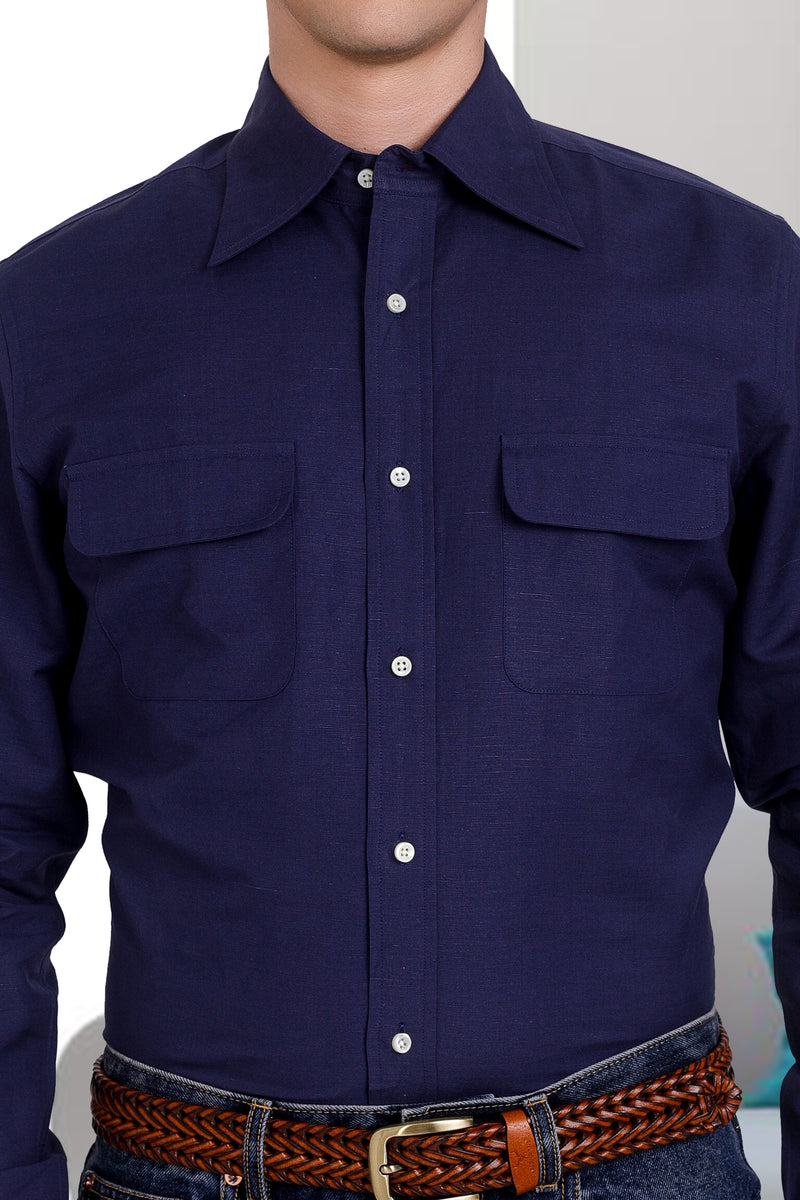 Marineblaues Chambray-Hemd