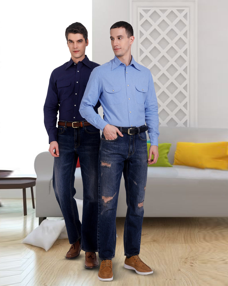 Marineblaues Chambray-Hemd