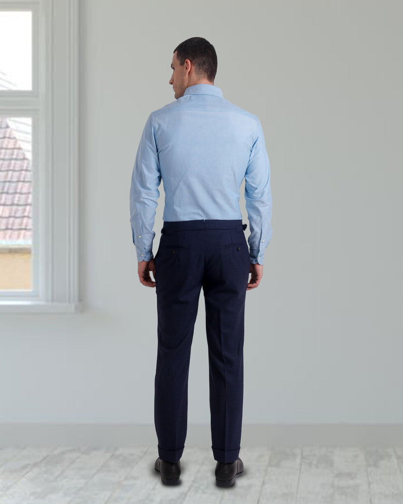 Plissierte Vitale Barberis Canonico – 4-fädige Tropenwolle: Dunkel-Indigoblaue Anzughose