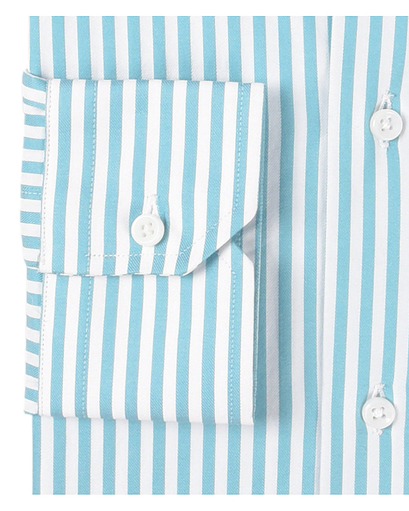 Aqua Blue Dress Stripes Dobby auf Weiß