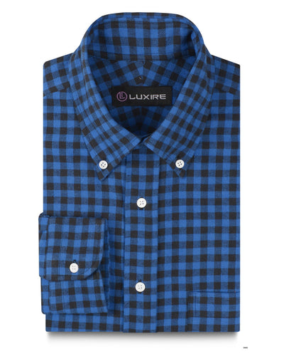 Marineblauer schwarzer Gingham-Flanell