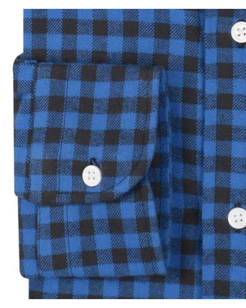Marineblauer schwarzer Gingham-Flanell