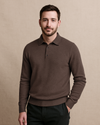 EZS Merino-Wollpolo, braun, langärmlig