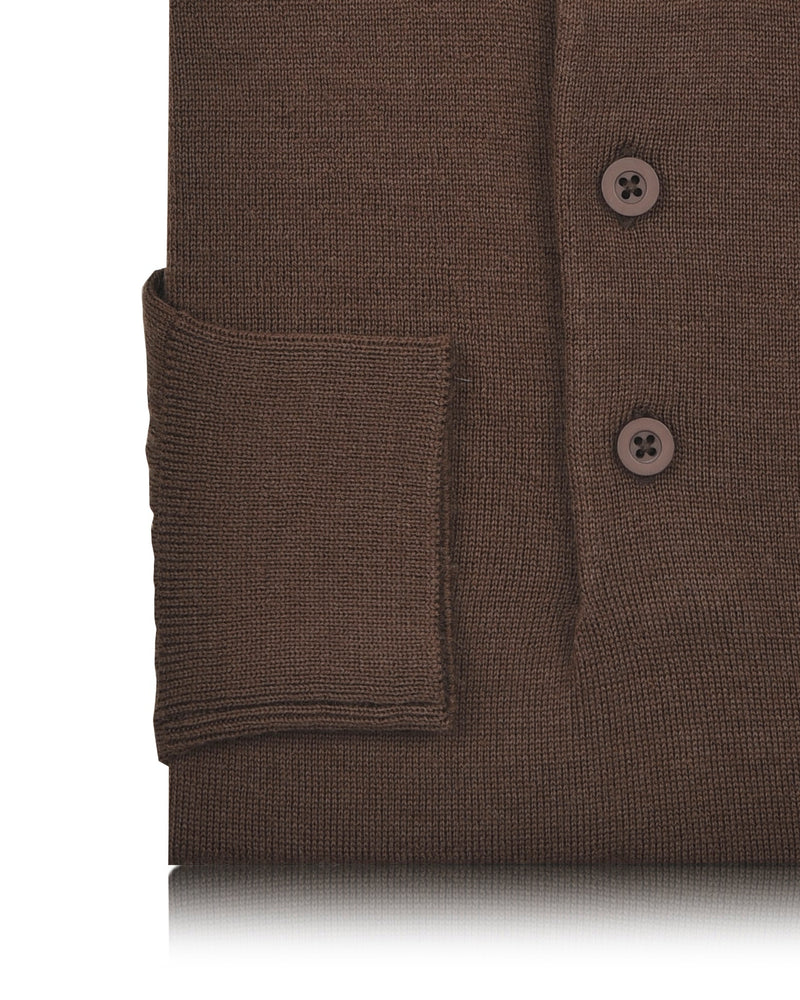 EZS Merino-Wollpolo, braun, langärmlig