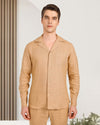 Chemise à col cubain en lin doré