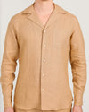 Chemise à col cubain en lin doré