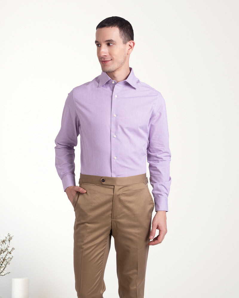 Malvenfarbenes Hemd mit Gingham-Karomuster