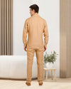 Chemise à col cubain en lin doré