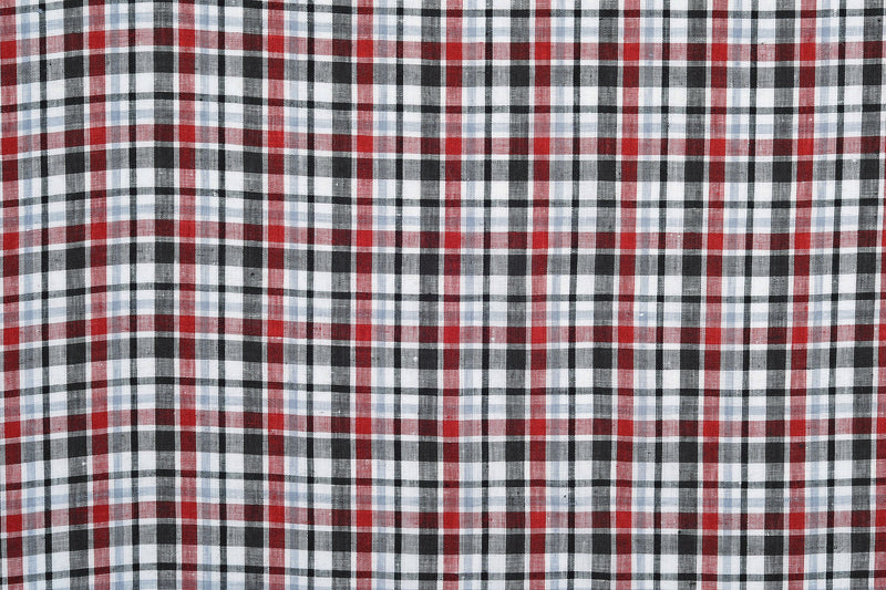 Red Black White Madras Linen