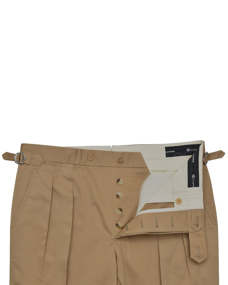 Plissierte Militärhose in Khaki