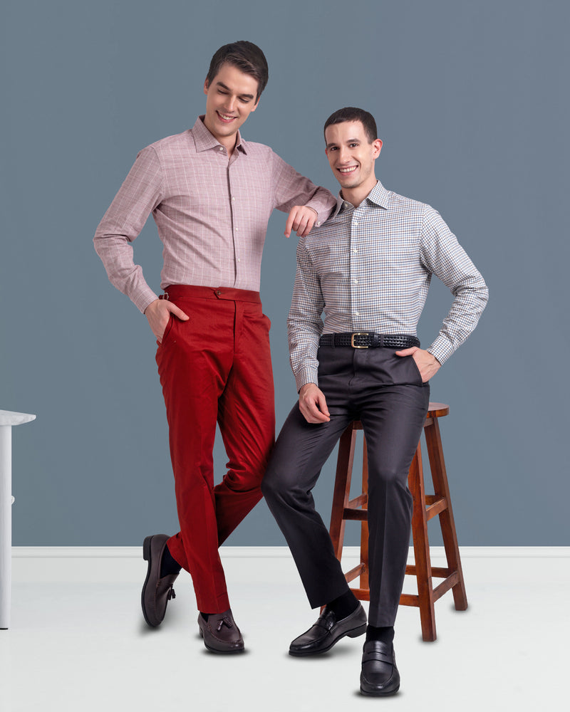 Flanelle en sergé à carreaux Tattersall marron et bleu