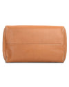 Grand sac de voyage en cuir de veau beige avec finitions bleu marine
