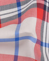 Roter, marineblauer, cremefarbener Twill mit Madras-Karos