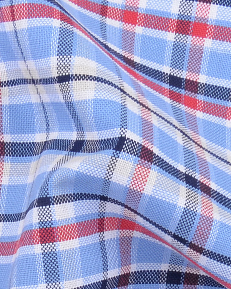 Rot, Blau, Creme, kariert, Oxford