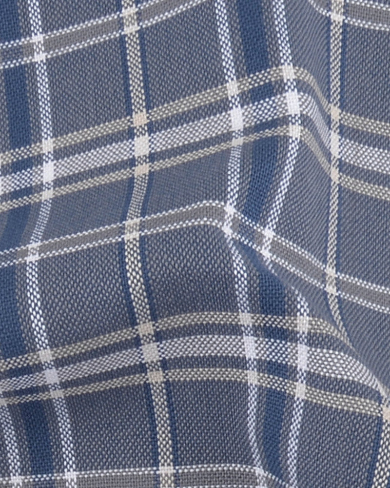 Graues, marineblaues, cremefarbenes Tartan-Karo-Oxford