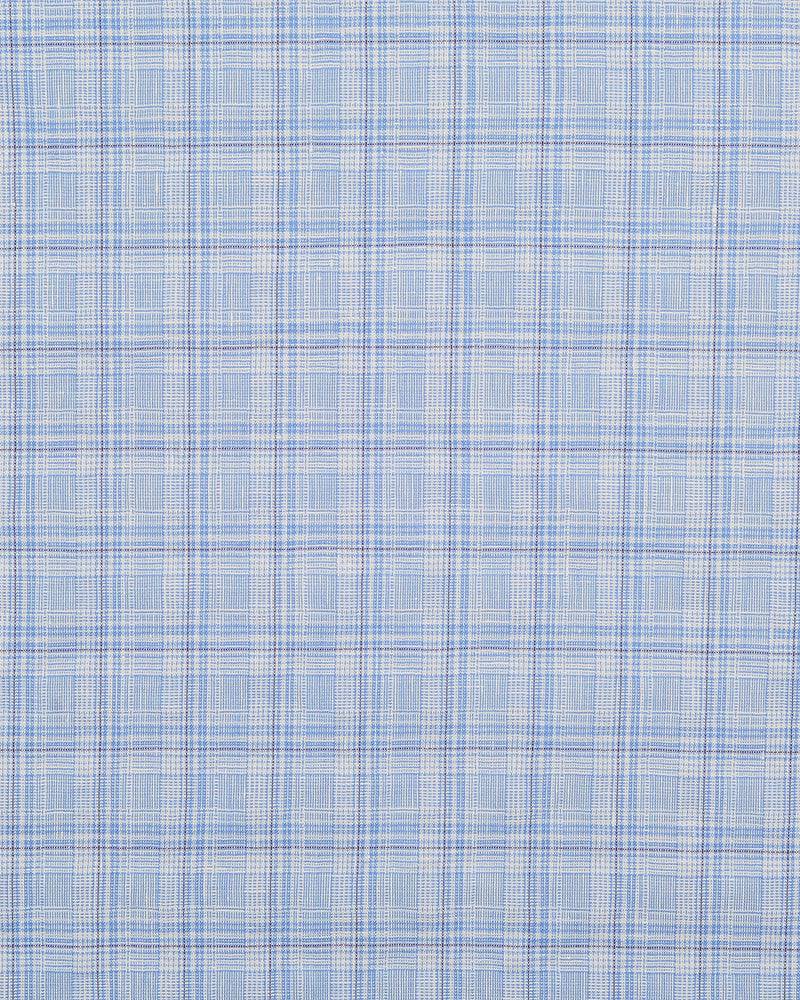 Zegna : Seersucker à carreaux tartan bleu clair