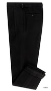 Schwarze, hochgeschnittene Hose aus schwerem Wollflanell