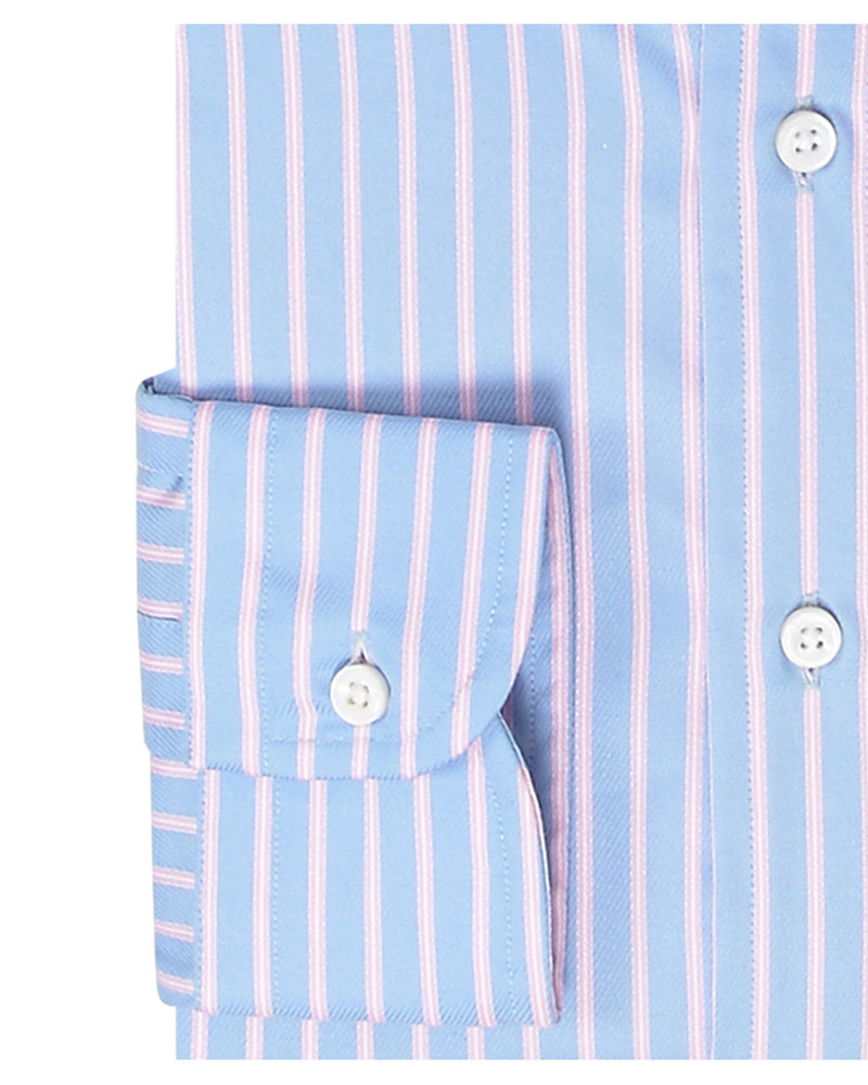 Blue Pink Stripes Twill